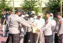 Ratusan Personil Polda Sultra Berikan Bantuan Sumbangan untuk Korban Gempa Cianjur
